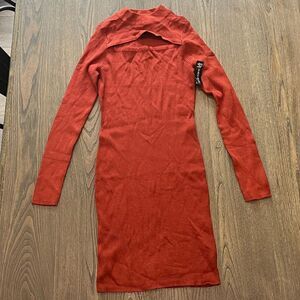 NWT Derek Heart Rust Red Long Sleeve Bodycon Dress Size L